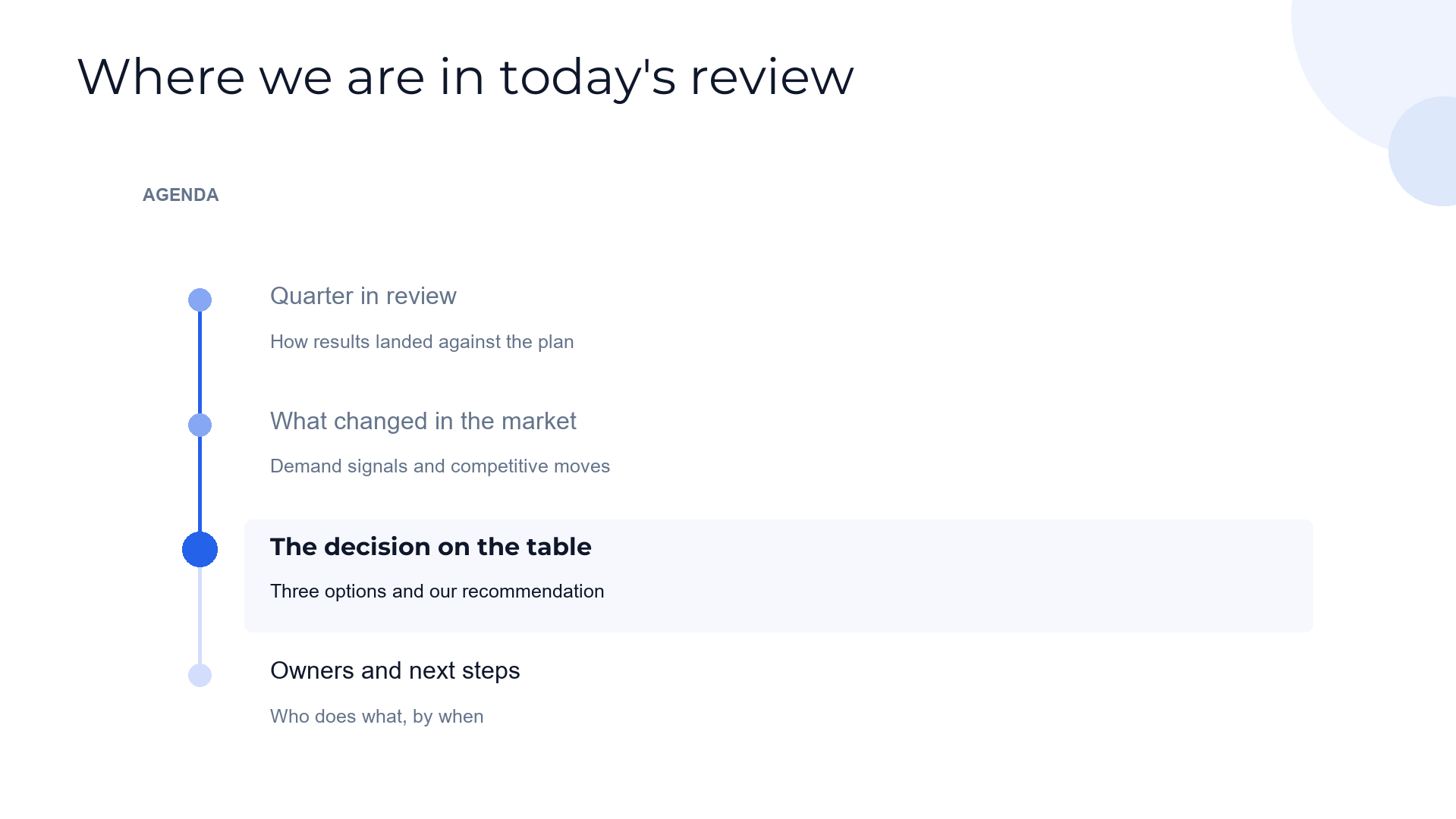 Agenda slide template preview