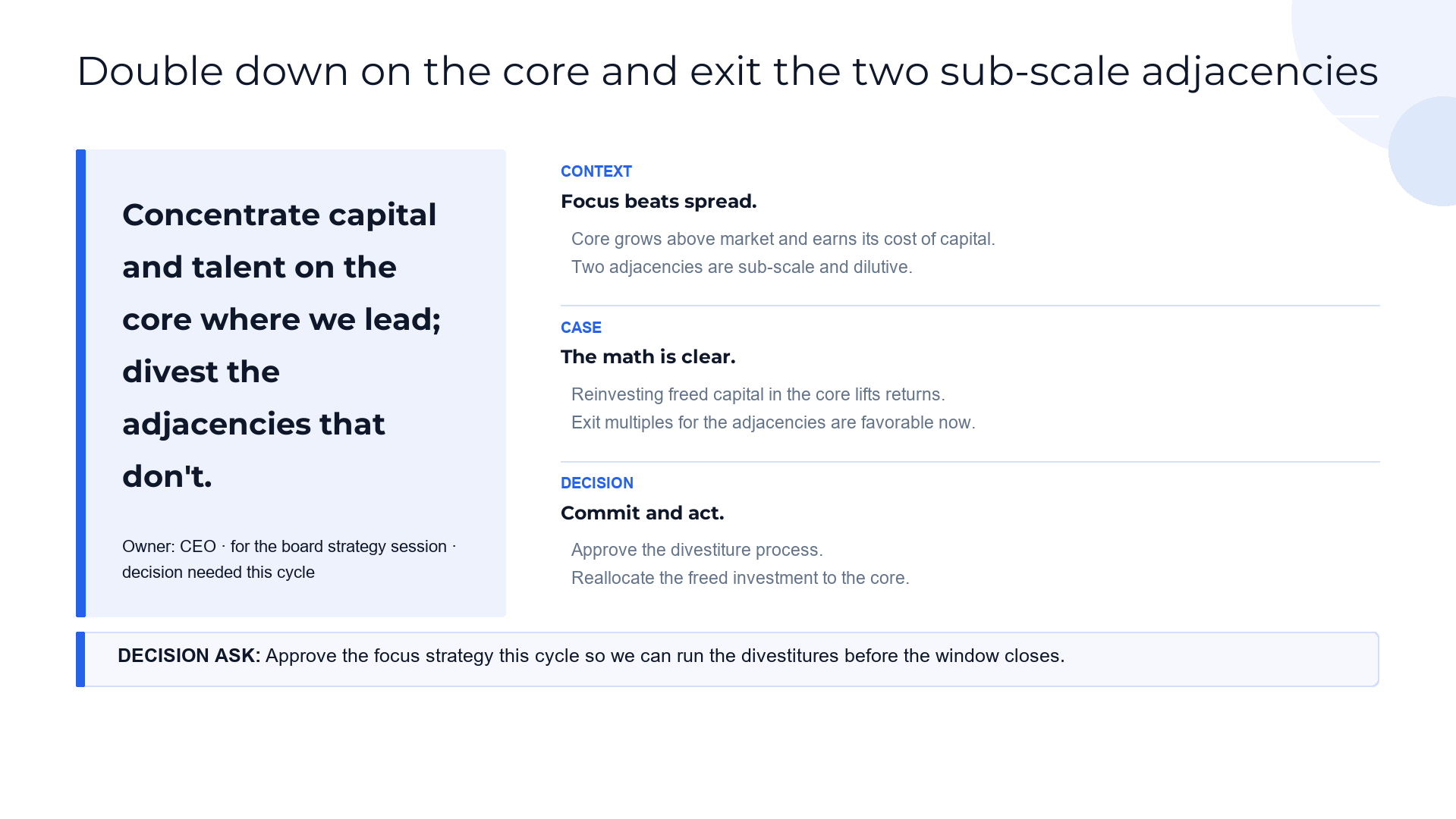 Strategy recommendation — the path we should take slide template preview