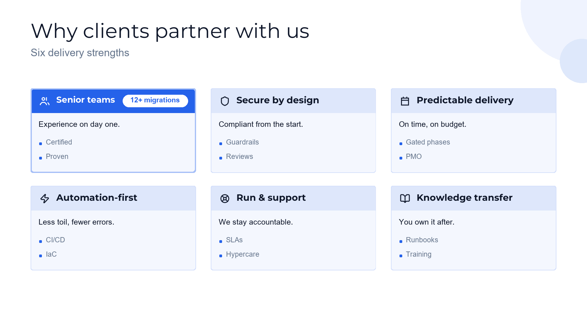 Why partner with us — delivery capabilities slide template preview