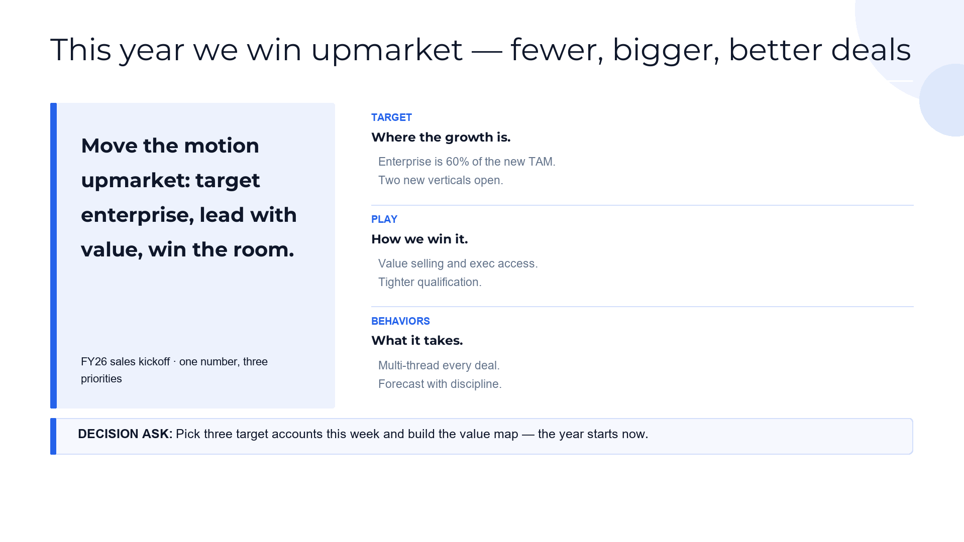 Sales kickoff — the play for the year slide template preview